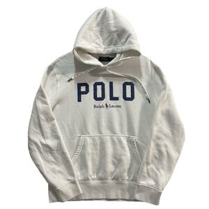 Ralph Lauren White Hoodie with Navy Logo
